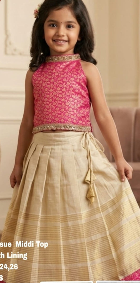 Kids Pattu Pavada Set | Girls Ethnic Wear
