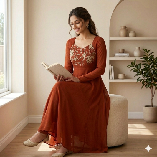 Designer Top with Golden Embroidery