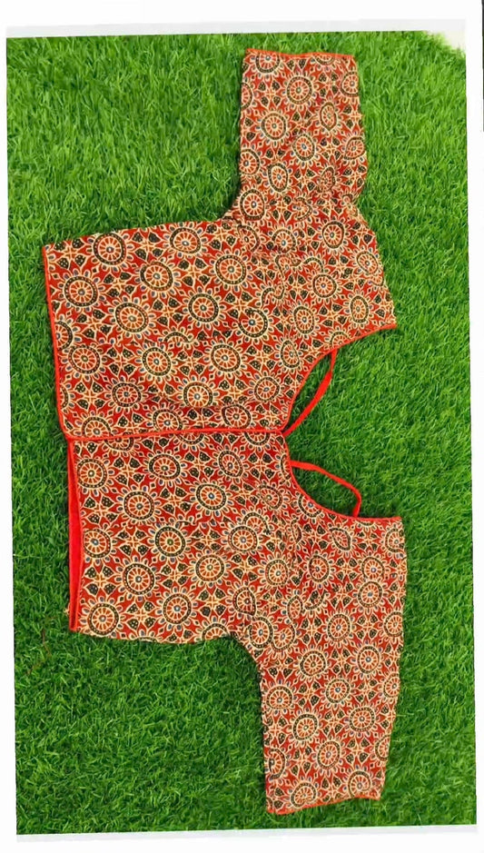 Red Mandala Print Ready-to-Wear Blouse |
