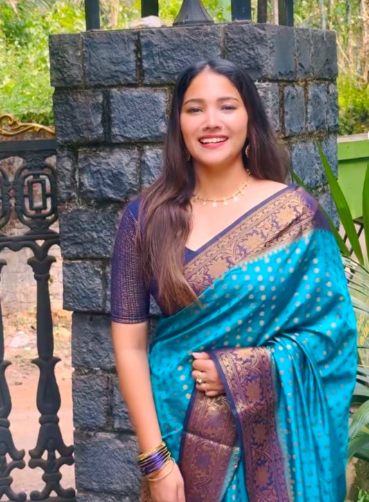 MOST VIRAL SEMI-BANARASI SAREE.