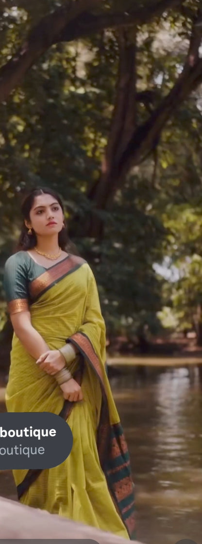 KALYANI COTTON SAREES WITH STICHED BLOUSE