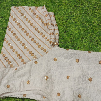 Ivory Sequin Ready-to-Wear Saree Blouse