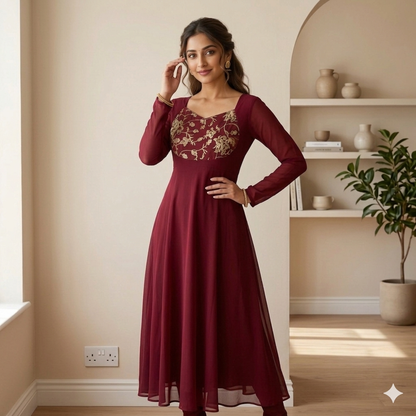 Designer Top with Golden Embroidery