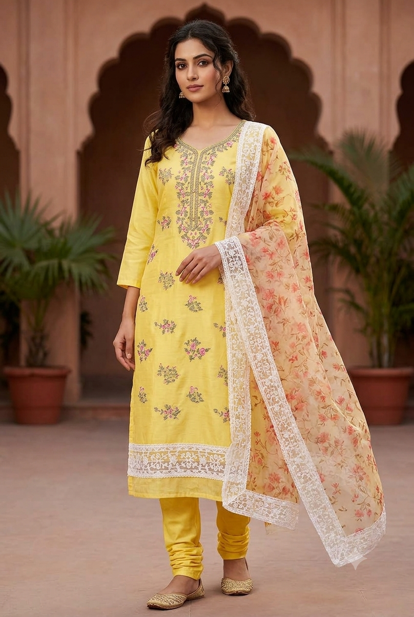 DESIGNER WEAR PREMIUM CHURIDAR SET.