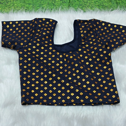 Navy Brocade Blouse – Alterable Size 36–42